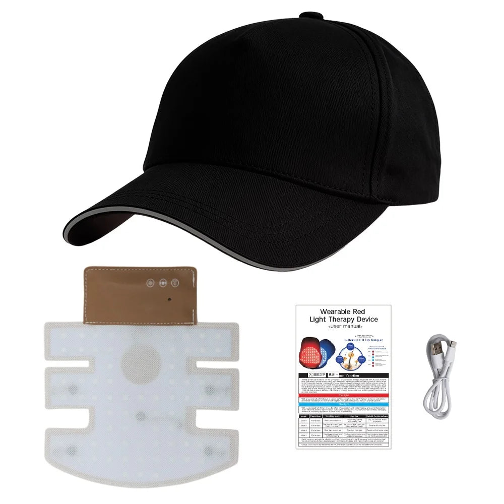 Red Blue Light Hair Growth Cap 470nm 630nm Anti‑Hair Loss Treatment Hat for Thinning Scalp Hairline & Crown Hair Regrowth