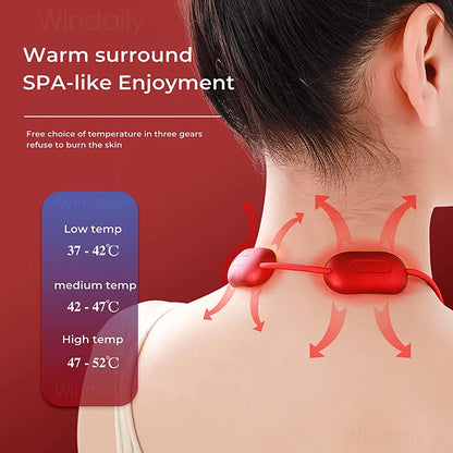 2025 Mini Portable Hanging Neck Massager With Heat Electric EMS TENS Pulse Hot Compress Smart Cervical Spine Massager Shoulder