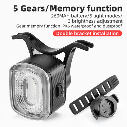 ROCKBROS Smart Bicycle Brake Light IPx6 Taillight Type-C Bike Tail Rear Light Auto Stop LED Riding Warning Safety Cycling Light