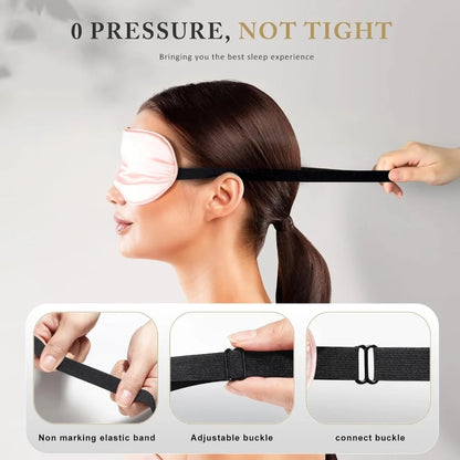 New Hot Trave Soft Silk Sleep Mask Eye Masks Coversfor Sleep, 100% Blackout, Zero Eye Pressure, Blindfold with Adjustable Strap