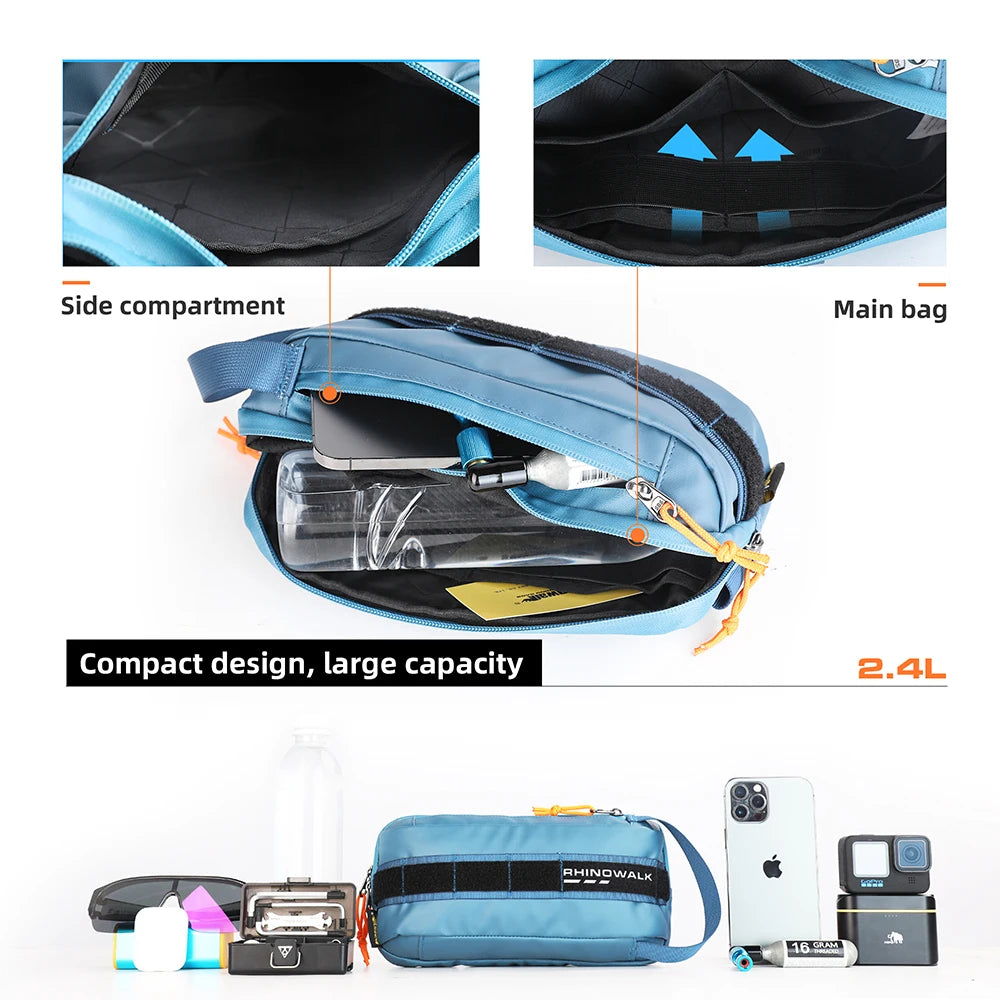 Rhinowalk Bike Handlebar Bag 2.4L  Bicycle Bags Frame Pannier Bag Multifunction Portable Shoulder Waist Bag Bike Accessories