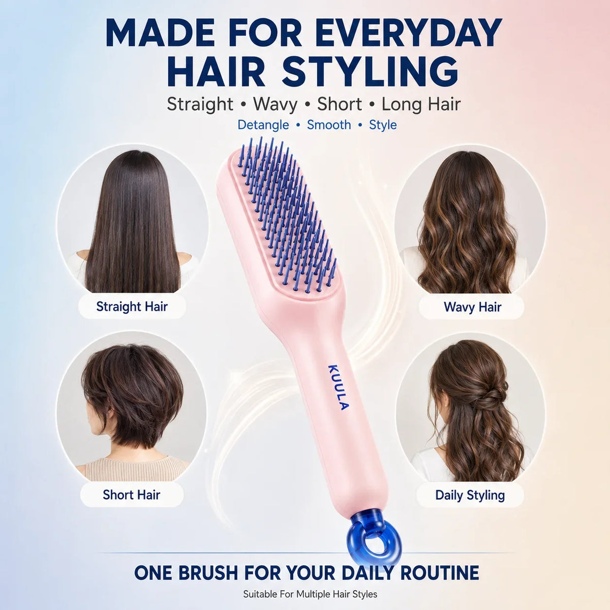 Retractable Self Cleaning Hair Brush One Push Detangling Scalp Massage Comb Portable Anti Tangle Styling Brush Women Travel Gift
