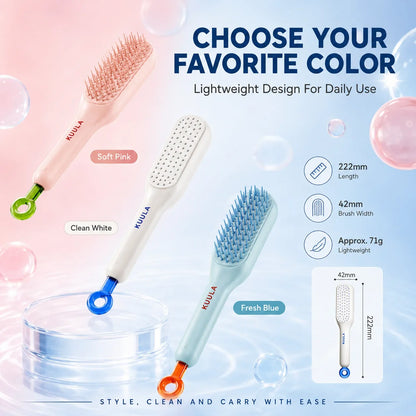 Retractable Self Cleaning Hair Brush One Push Detangling Scalp Massage Comb Portable Anti Tangle Styling Brush Women Travel Gift