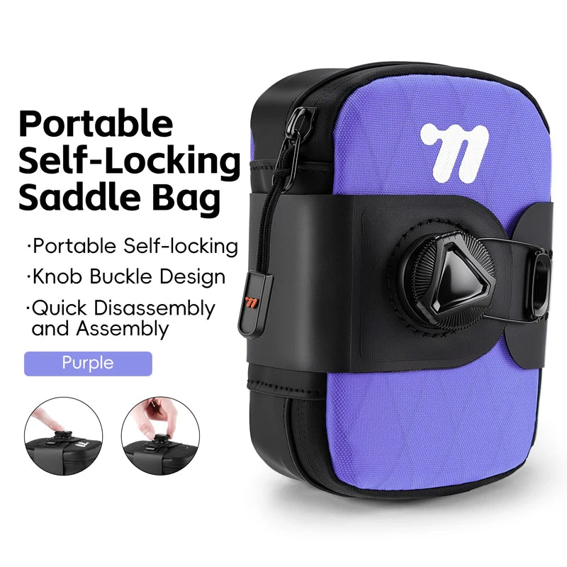 WEST BIKING Mini Bicycle Saddle Bag Self-Locking Knob Lightweight Tail Pouch 7 Colors Quick Release MTB Road Bike Under Seat Bag