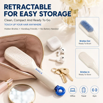 Retractable Self Cleaning Hair Brush One Push Detangling Scalp Massage Comb Portable Anti Tangle Styling Brush Women Travel Gift