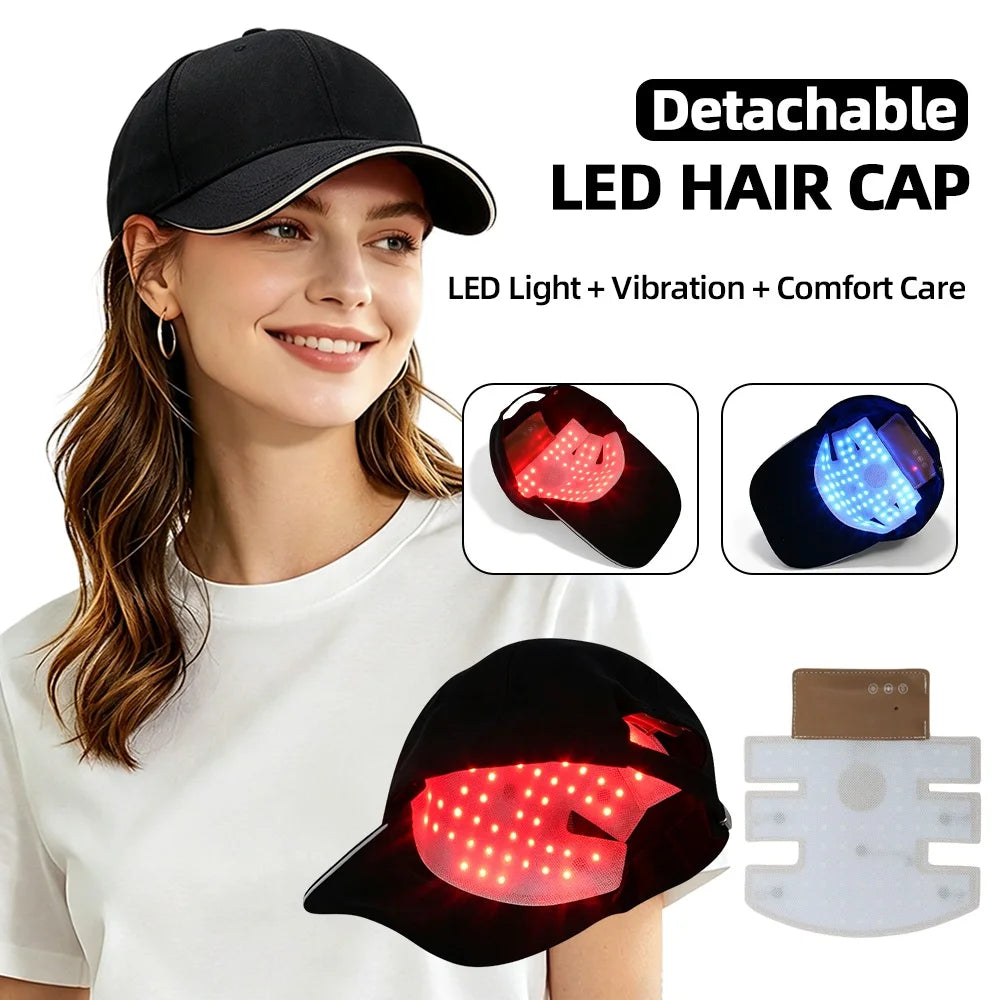 Red Blue Light Hair Growth Cap 470nm 630nm Anti‑Hair Loss Treatment Hat for Thinning Scalp Hairline & Crown Hair Regrowth