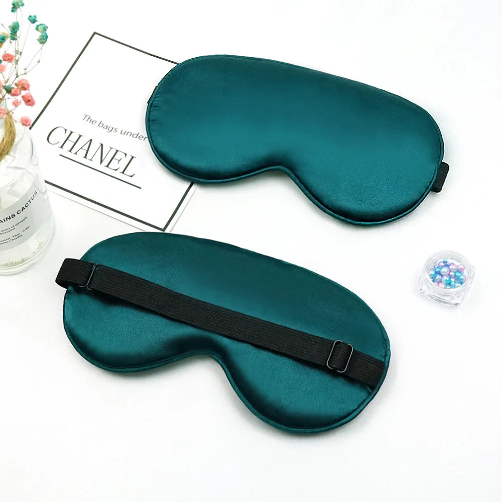 New Hot Trave Soft Silk Sleep Mask Eye Masks Coversfor Sleep, 100% Blackout, Zero Eye Pressure, Blindfold with Adjustable Strap