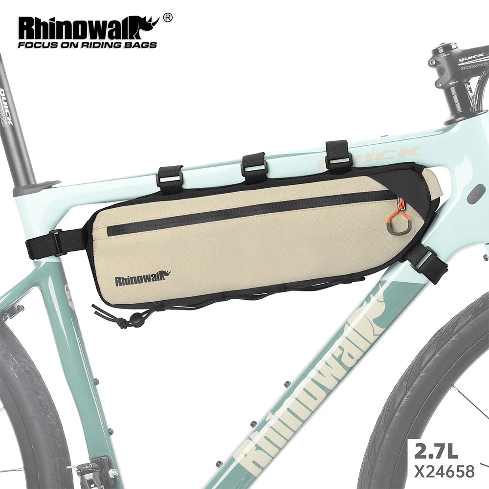 Rhinowalk Bike Frame Bag 2.1L-2.7L Splash-Proof Bicycle Under Tube Bag Triangle Bag Double Sided SBS Zipper Bottom binding syste