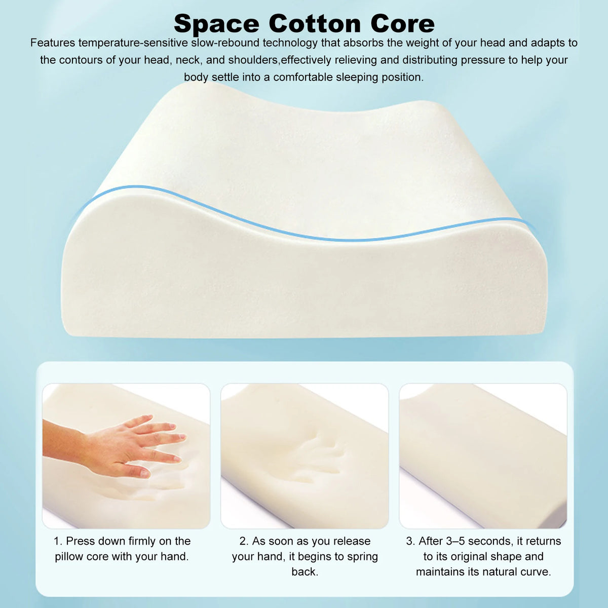 Kids Baby Cooling Bed Pillows Soft Breathable Memory Foam Cartoon Toddler Sleeping Pillow Washable & Skin-Friendly for 3-12 Age