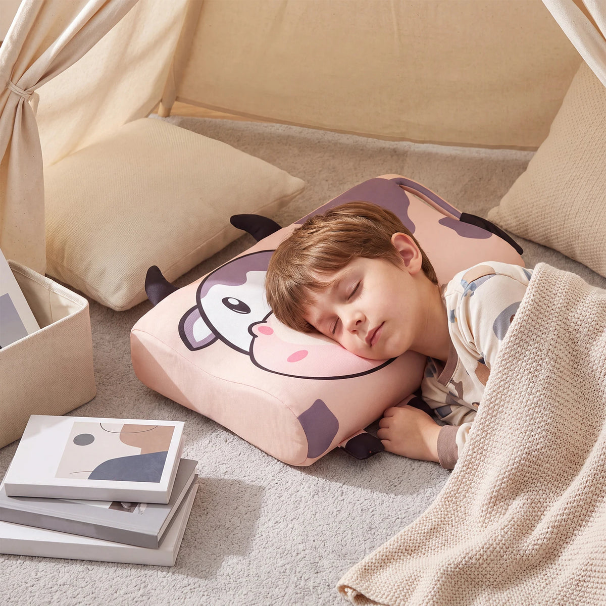 Kids Baby Cooling Bed Pillows Soft Breathable Memory Foam Cartoon Toddler Sleeping Pillow Washable & Skin-Friendly for 3-12 Age
