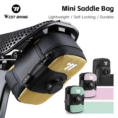 WEST BIKING Mini Bicycle Saddle Bag Self-Locking Knob Lightweight Tail Pouch 7 Colors Quick Release MTB Road Bike Under Seat Bag
