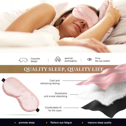 New Hot Trave Soft Silk Sleep Mask Eye Masks Coversfor Sleep, 100% Blackout, Zero Eye Pressure, Blindfold with Adjustable Strap