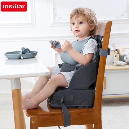 INSULAR Portable Foldable Anti‑Slip Baby Booster Seat Kids Dining Heightening Cushion Toddler Travel Dining Supplies