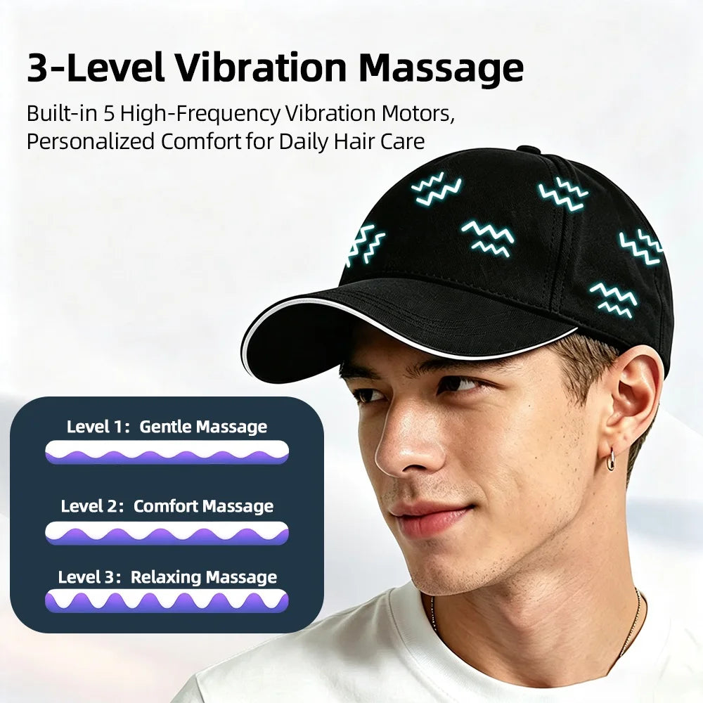 Red Blue Light Hair Growth Cap 470nm 630nm Anti‑Hair Loss Treatment Hat for Thinning Scalp Hairline & Crown Hair Regrowth