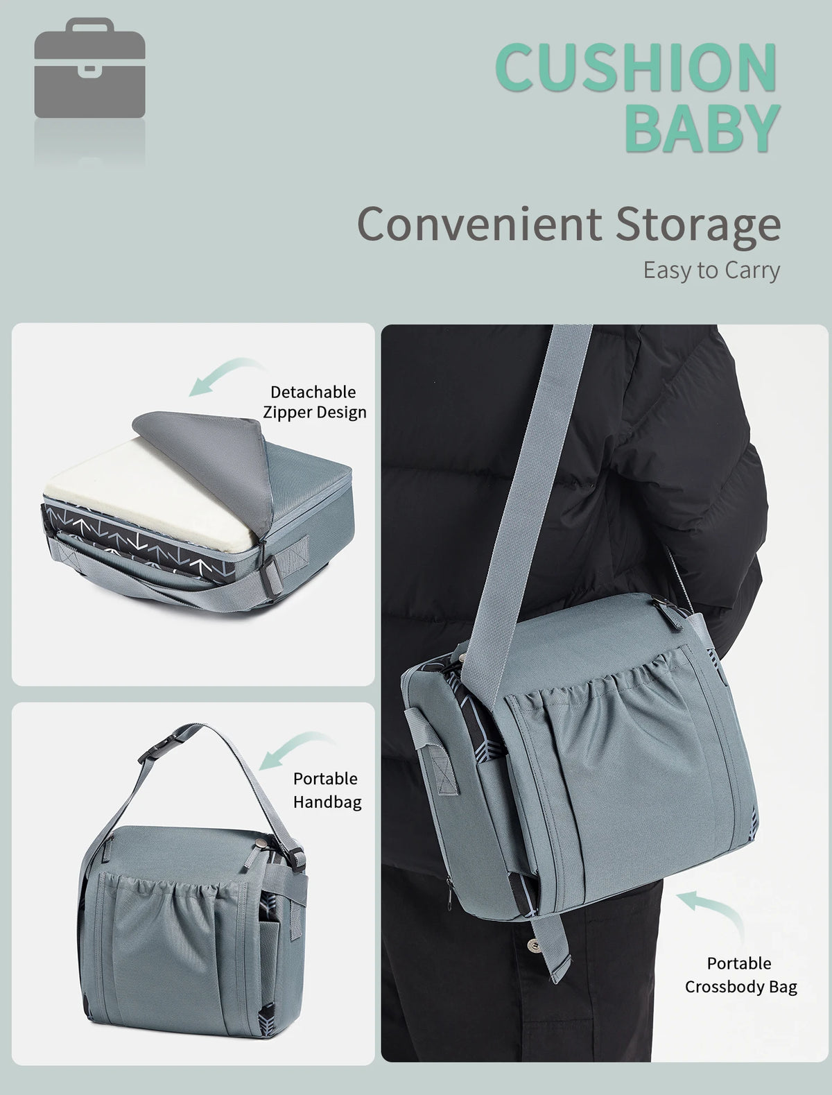 INSULAR Portable Foldable Anti‑Slip Baby Booster Seat Kids Dining Heightening Cushion Toddler Travel Dining Supplies