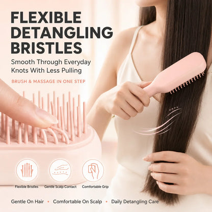 Retractable Self Cleaning Hair Brush One Push Detangling Scalp Massage Comb Portable Anti Tangle Styling Brush Women Travel Gift